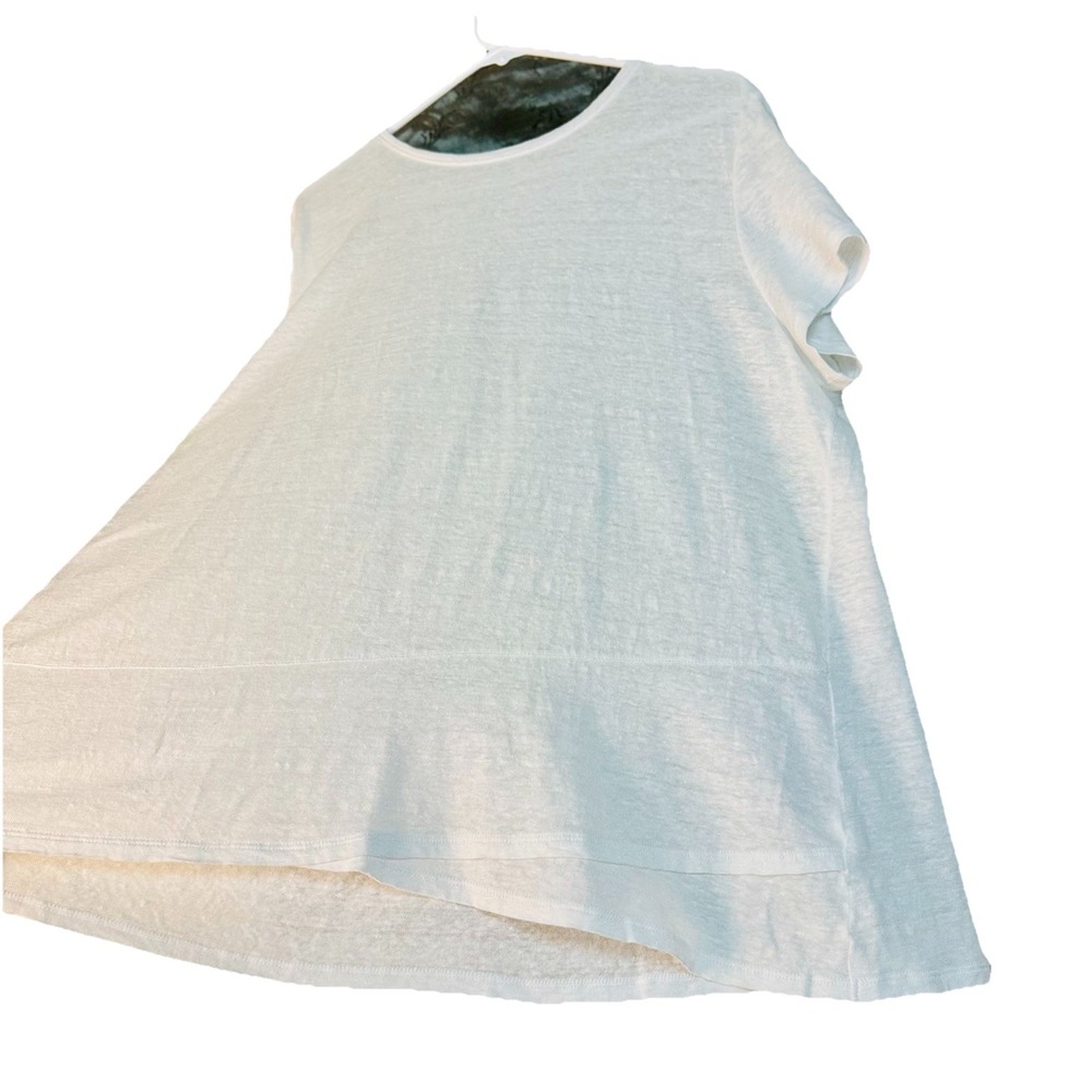 J. Jill Love Linen White Boxy Short Sleeve Lagenlook Layer Shirt XL Oversize Tee - Picture 4 of 6